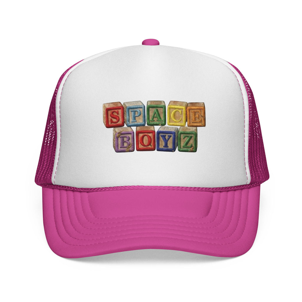 Space Boyz Trucker Hat — Retro Toy Block Logo Cap