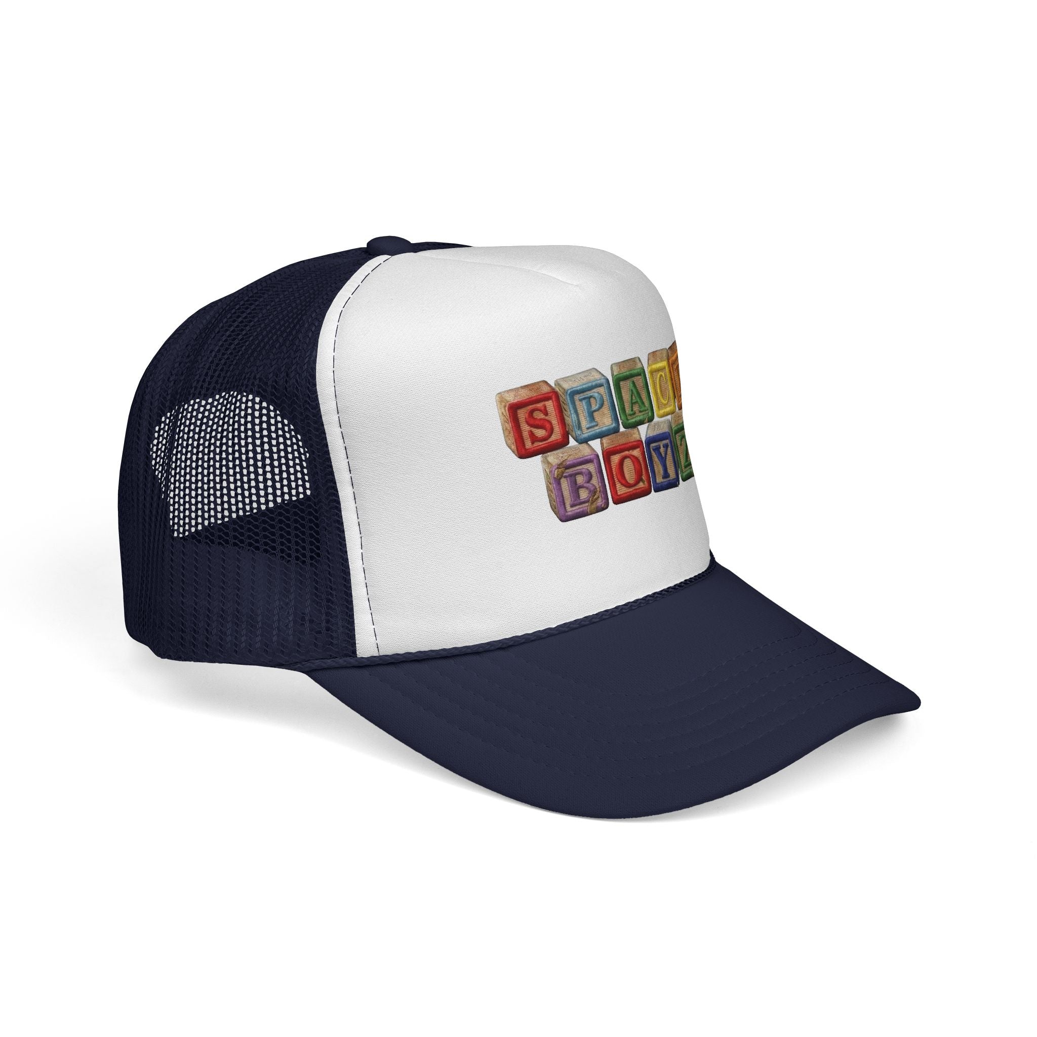 Space Boyz Trucker Hat — Retro Toy Block Logo Cap
