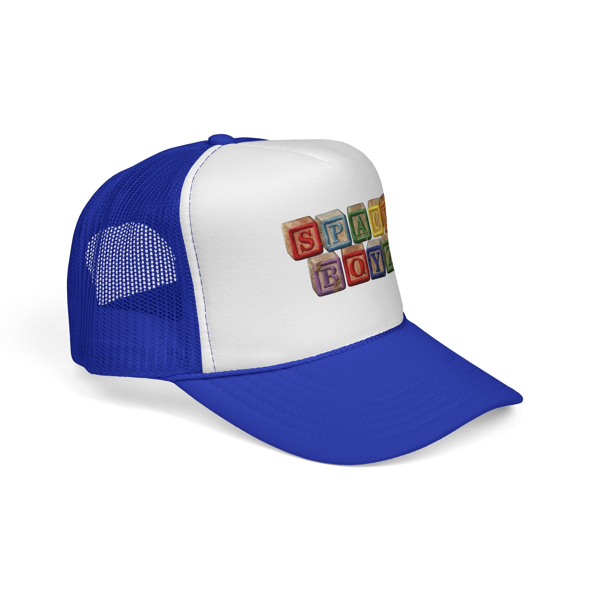 Space Boyz Trucker Hat — Retro Toy Block Logo Cap