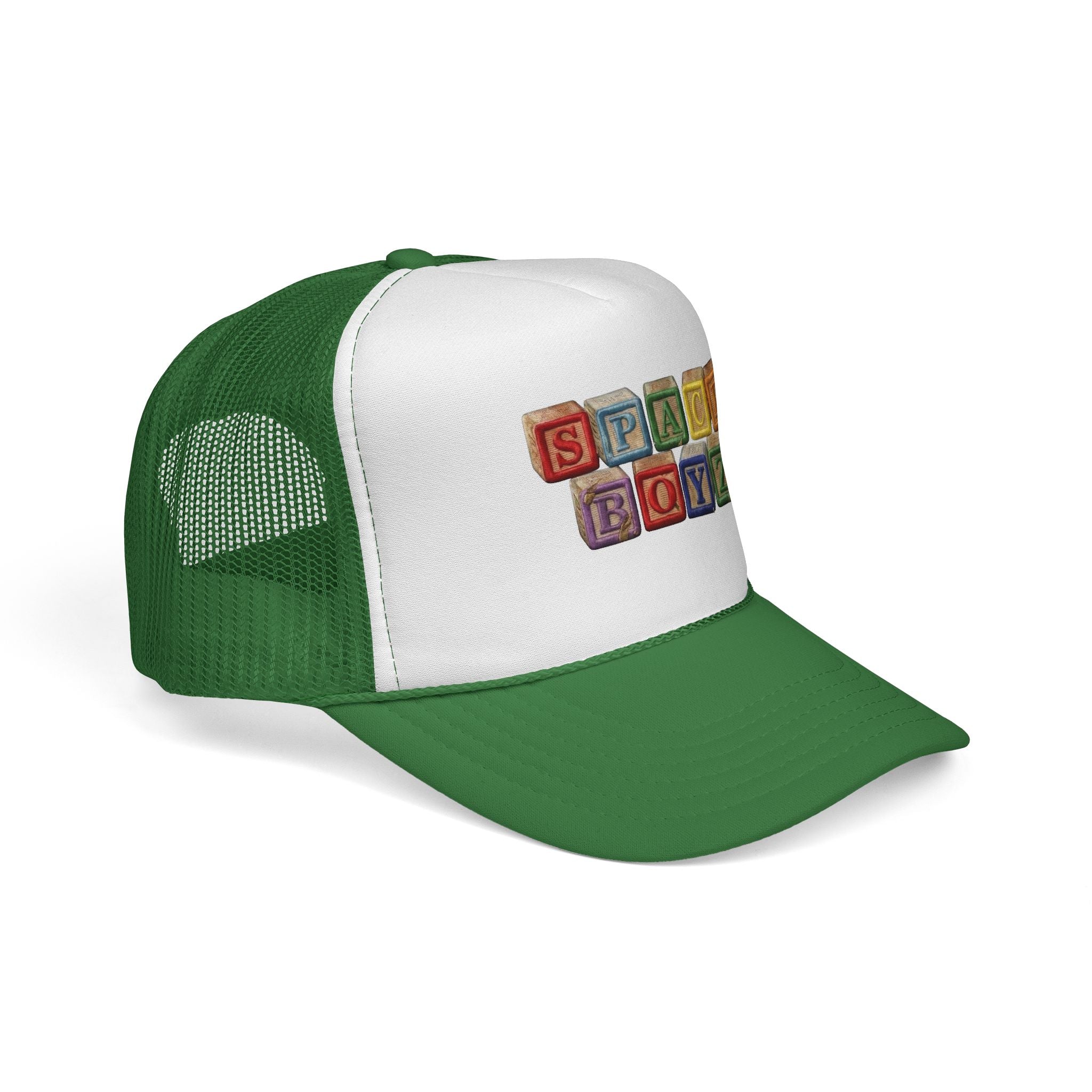 Space Boyz Trucker Hat — Retro Toy Block Logo Cap