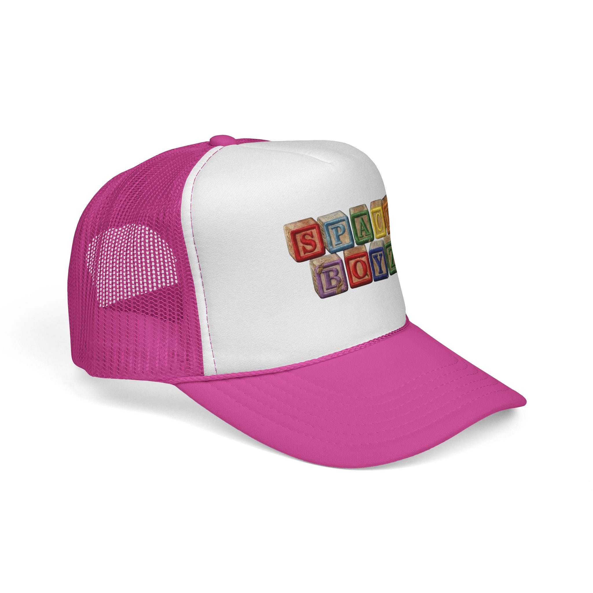 Space Boyz Trucker Hat — Retro Toy Block Logo Cap
