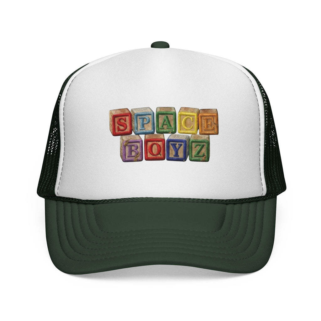 Space Boyz Trucker Hat — Retro Toy Block Logo Cap