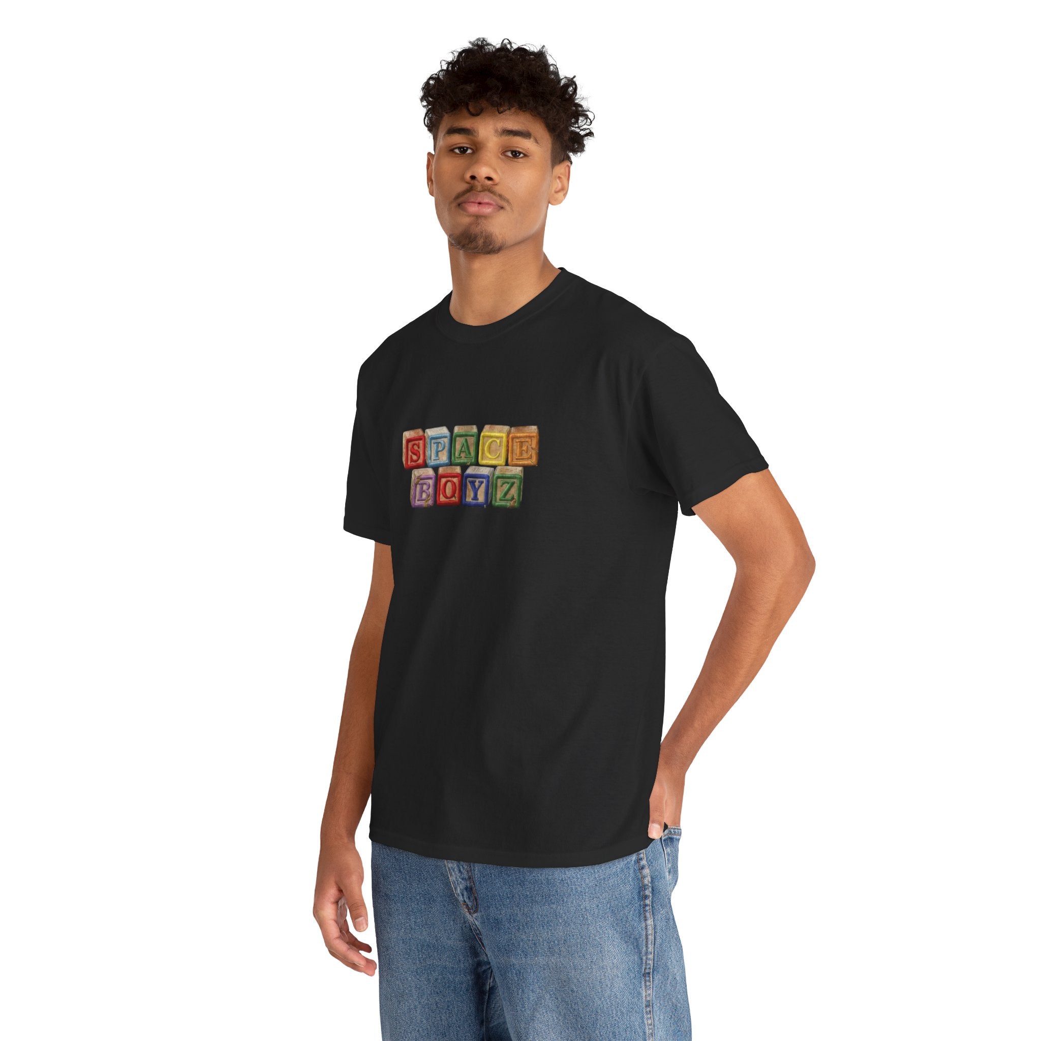 Graphic Tee — 'SPACE BOYZ' Vintage Wooden Block Logo
